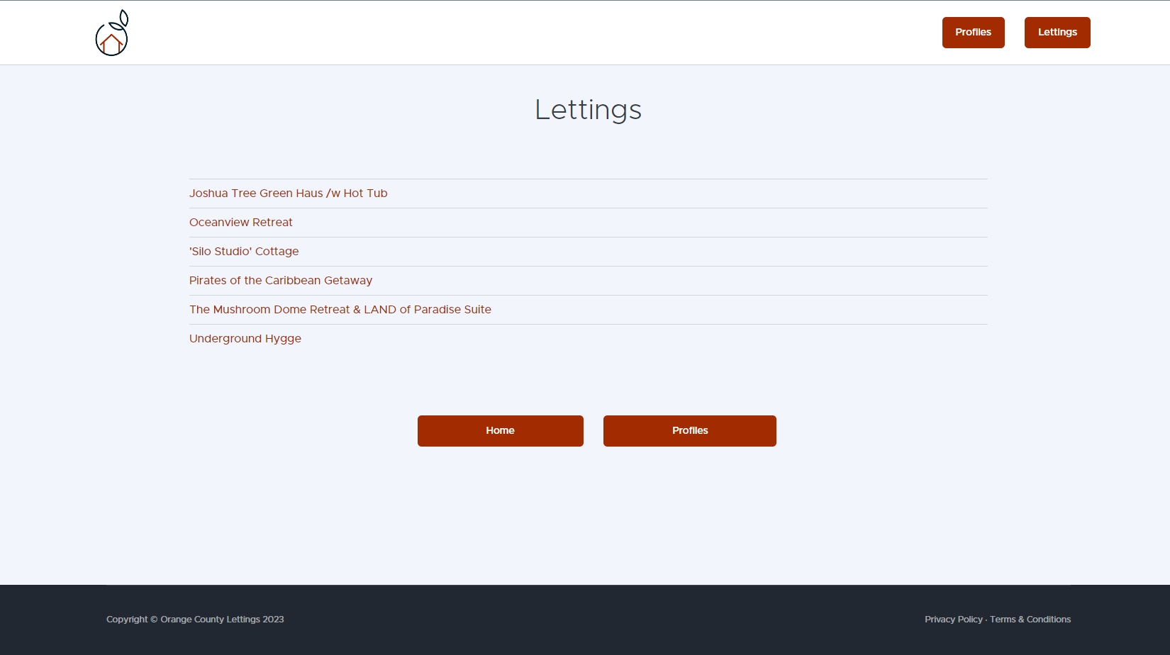 Screenshot of one project